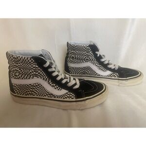 VANS Sk8-Hi Black and white Checkers Suede & Canvas men’s 8 women’s 9.5